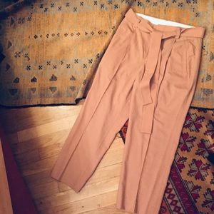 Wool rose mauve high waisted pants